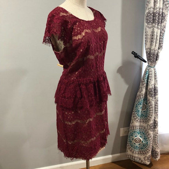 [Anthropologie] Maeve Elsa Peplum Lace Dress Sz L - Picture 3 of 7